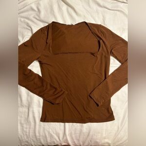 Reformation square neck top brown, size XS!